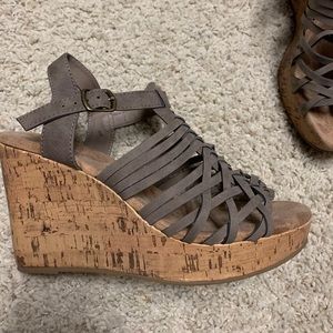 Maurices brand brown wedge sandals. Like new.
